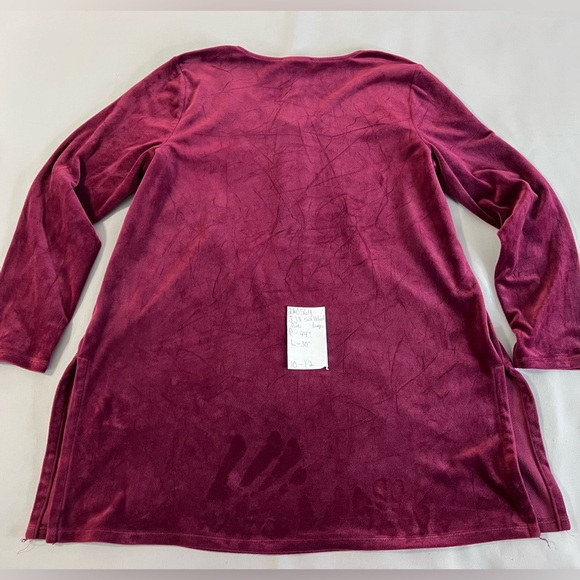 Pure J Jill Sz Large Bordeaux Velour Velvet Tunic V-Neck Long Sleeve Stretch - Picture 10 of 10